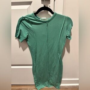 Green Fitted Ribbed Polo Mini Dress